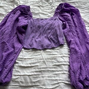 Urban Outfitters Purple Ruched Crop Blouse
